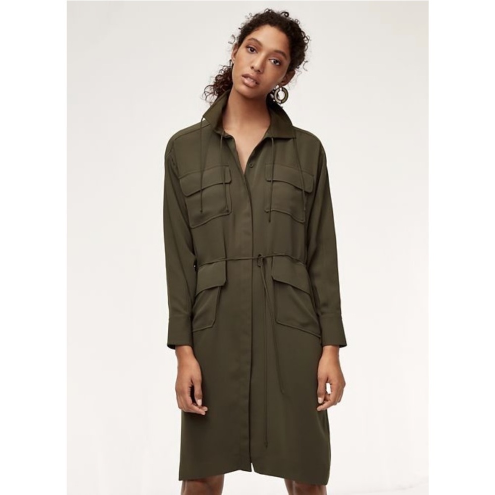 Babaton | Howitt Shirt Dress Olive Green Size XS Aritzia